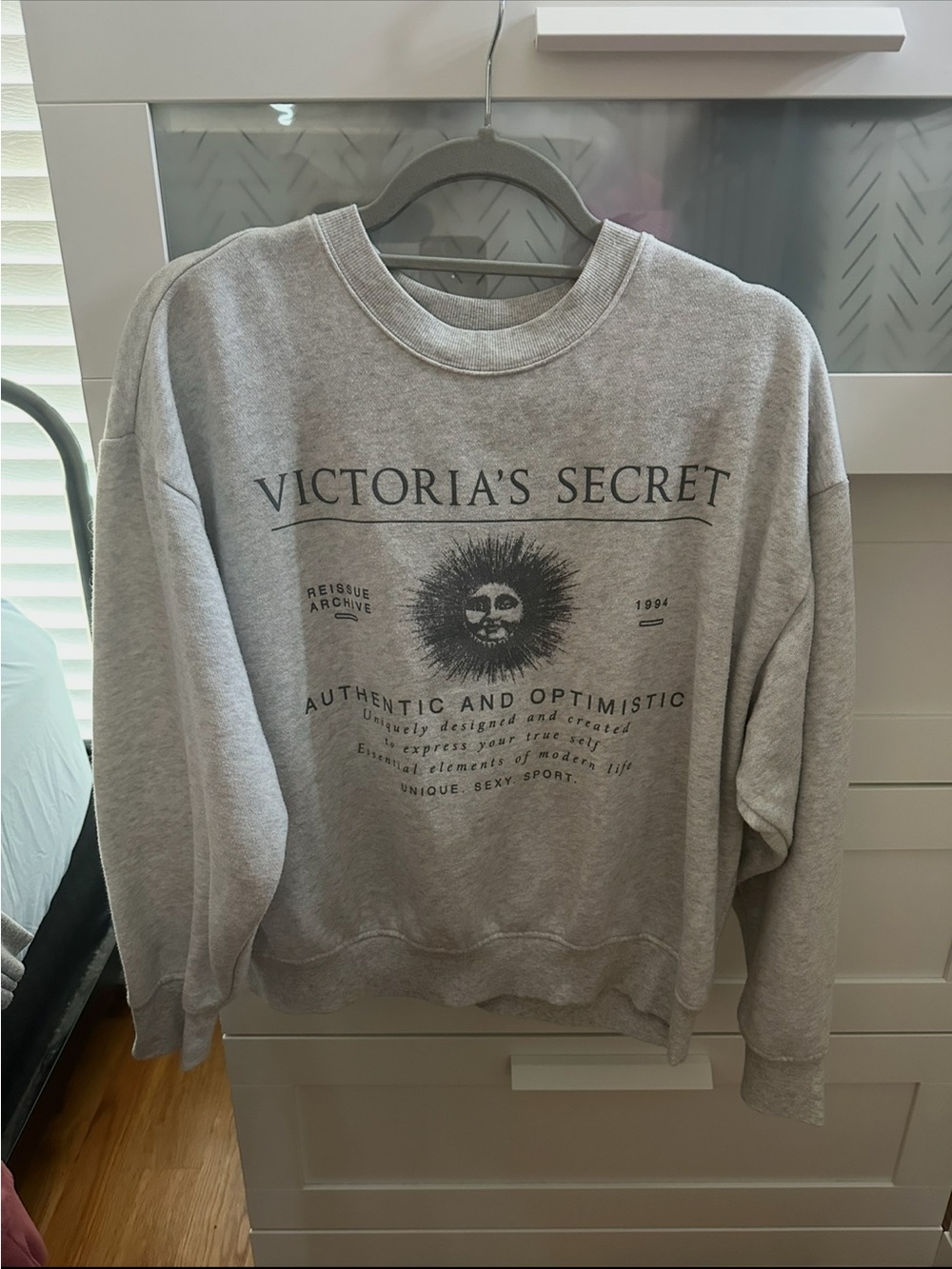 Victoria's Secret Gray Graphic Crew Sweatshirt with Sun Motif